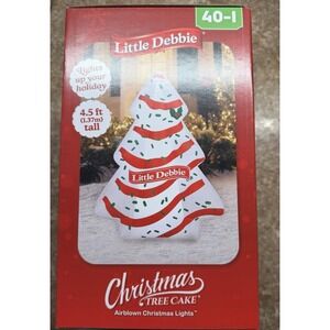 New! 4.5 ft Little Debbie Christmas Tree Cake Inflatable Airblown Holiday Lights